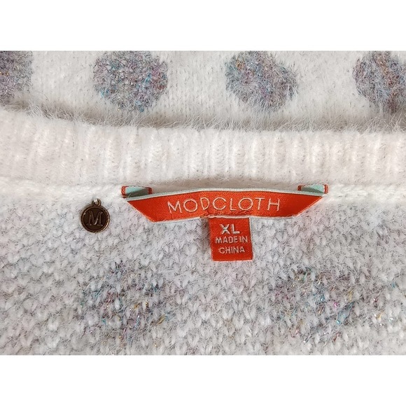 MODCLOTH Metallic Rainbow Polka Dot Ivory Sweater pullover top - Picture 6 of 8
